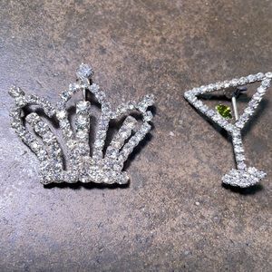 Rhinestone pins / brooch approx 1” each